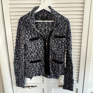 Rag & Bone Dark Wool Zip Up Indie Grunge Sweater